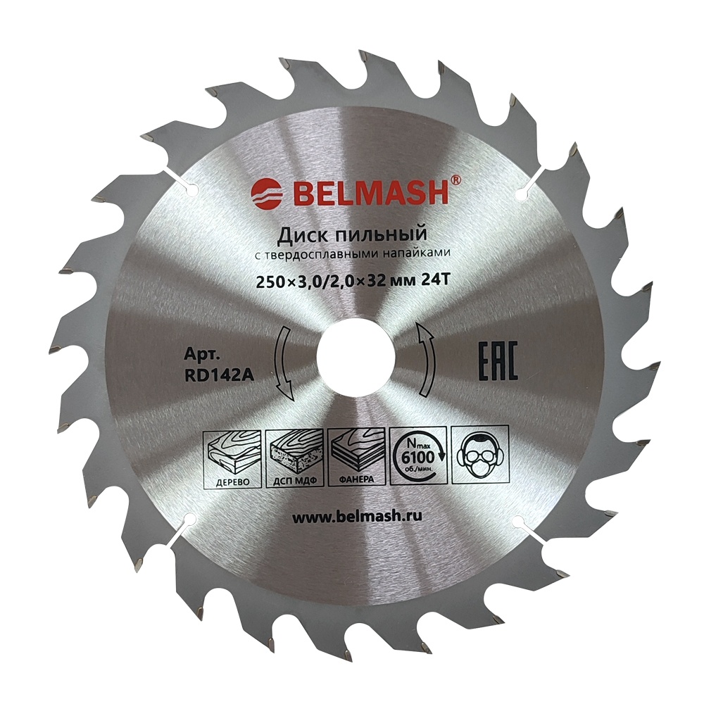 Диск пильный BELMASH 250x3,0/2,0x32/30, 24T