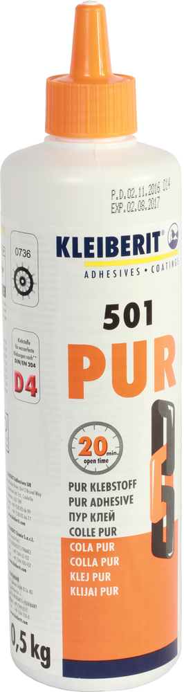 Клей Kleiberit PUR 501.0 по 0.5 кг.