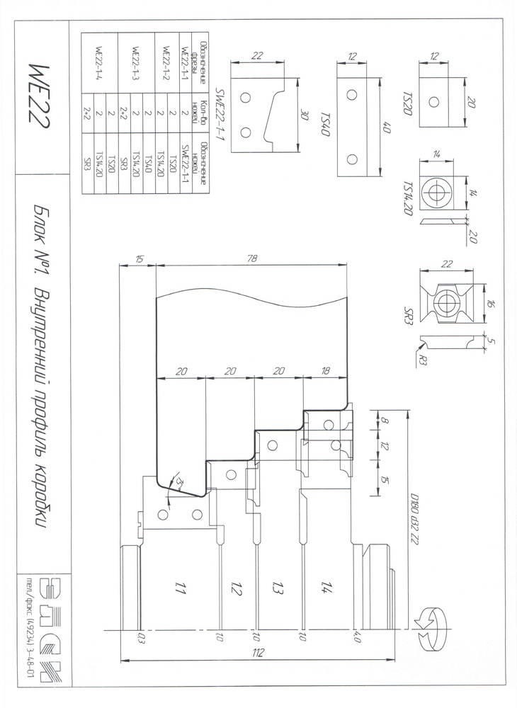 Набор насадных фрез для производства деревянных Евро окон