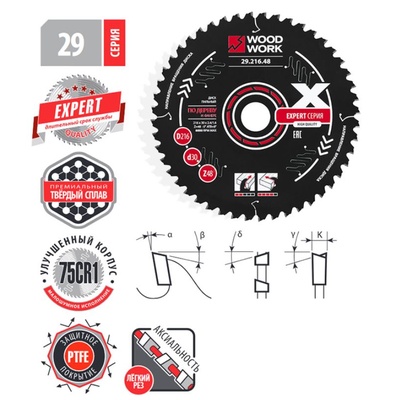 216x2,4/1,6x30 Z=36 A=-5 ATB=15 Экспертный пильный диск для продольного реза