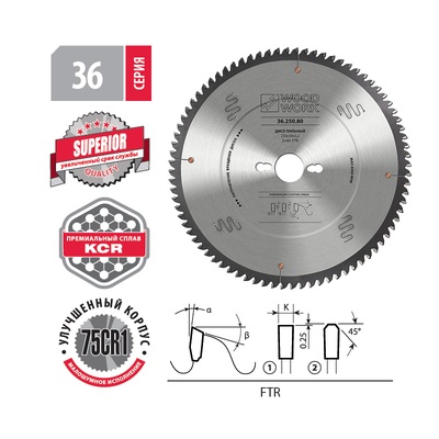 254x3,2/2,2x30 Z=80 A=-5 Улучшенный пильный диск для цветных металлов