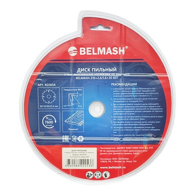 Диск пильный по ламинату BELMASH 210x2,6/1,6x30 60T