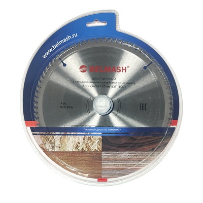 Диск пильный по ламинату BELMASH 210x2,6/1,6x30 80T