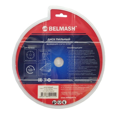 Диск пильный по ламинату BELMASH 210x2,6/1,6x30 80T