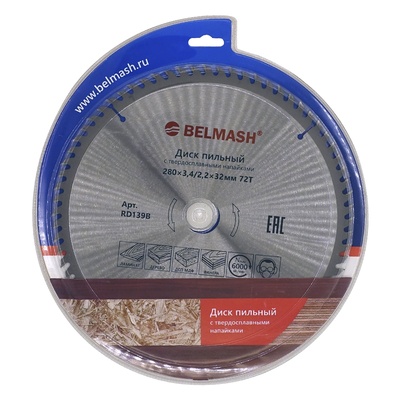 Диск пильный по ламинату BELMASH 280х3,4/2,2х32/30мм; 72Т
