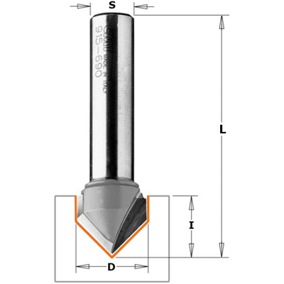 Фреза CMT-PRO пазовая c углом 90гр. (ALUCOBOND) S=8 D=18x7,45