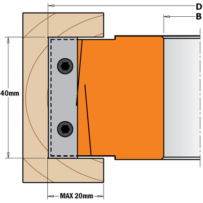 Фреза HM для выборки четверти (универсальная для ножей 690) HW Z2+2 D=125X40X35