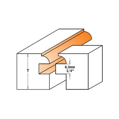 Фреза концевая для изготовления дверок D=28,7 S=1/2" R=4,80