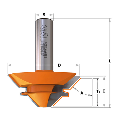 Фреза концевая для соединения 90/180 градусов D=50,8 I=22,2 S=1/2" L=60,3