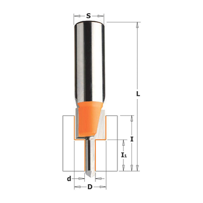 Фреза концевая пазовая D=11,1 I=20,6 S=1/2"