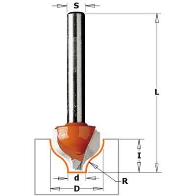 Фреза концевая псевдофиленка D=19,0 I=11,0 S=12,0 R=6,40