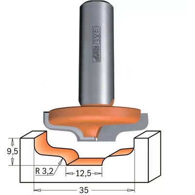 Фреза концевая псевдофиленка D=35,0 I=9,5 S=1/2" R=3,20