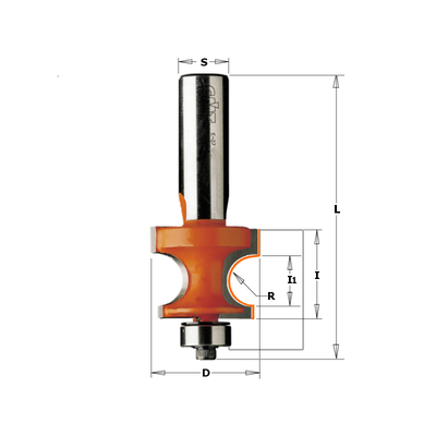 Фреза концевая радиусная D=22,2 I=15,0 S=1/2" R=3,20