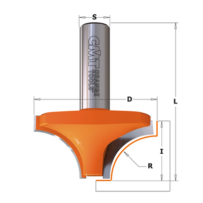 Фреза концевая радиусная D=63,5 I=33,3 S=1/2" R=25,40