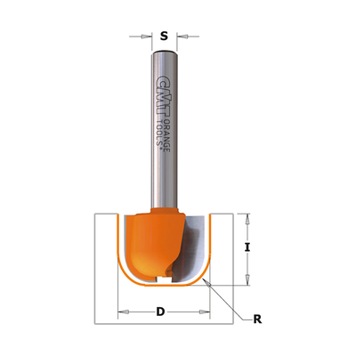 Фреза концевая с радиусным торцом D=11,1 I=12,7 S=1/4" R=3,20