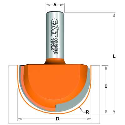 Фреза концевая с радиусным торцом S=1/2"