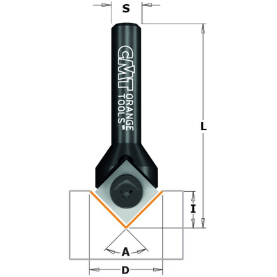 Фреза концевая со сменным ножом угловой паз 90° HW Z1 S=8 D=23x11x60