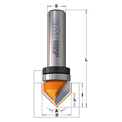 Фреза концевая V-образная D=19,0 I=16,0 S=1/2"