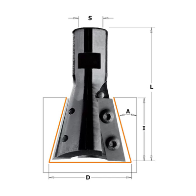 Фреза ласточкин хвост 15гр., смен.ножи HM (Arunda) Z2 S=M12x1 D=39,5x31,5 RH