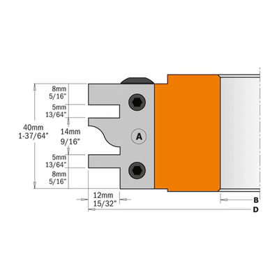 Фреза мебельная F=40 D=130x40 насадная (алюм.) смен.ножи HM (кейс)