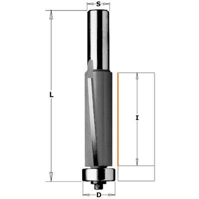 Фреза концевая обгонная с нижним подшипником D=19,0 I=25,4 S=12,0 L=86,5