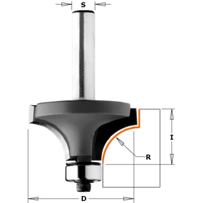 Фреза радиусная PRO c подшипником HW S=8 D=19.1X12.7X54 R3,2 RH