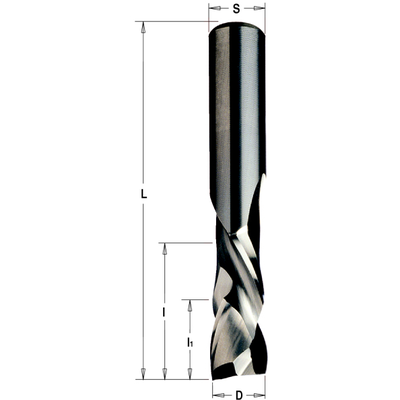 Фреза спиральная монолитная 8x32x80 мм, Z=2+2 S=8 RH