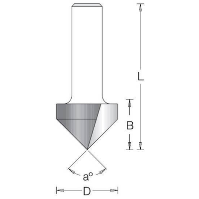 Фреза V паз 90° D12,7x12,7 L55 d=12 мм