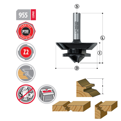 Фрезы для углового сращивания D=50.8 I=22 L=62 S=12 Woodwork 955.5022.12