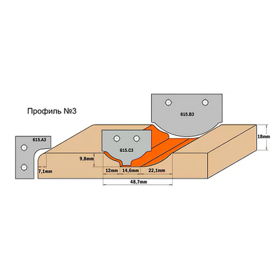 Комплект 2 ножей HM 30x25x2 (профиль A3)