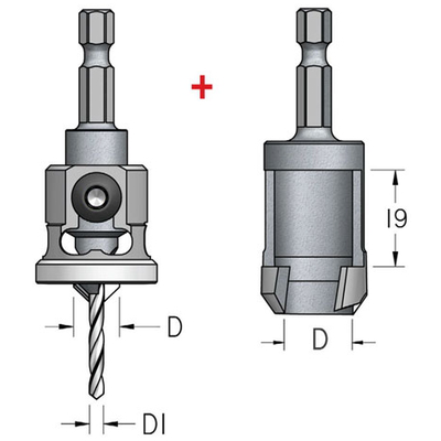 Комплект - сверло с зенковкой и пробочник 10 мм