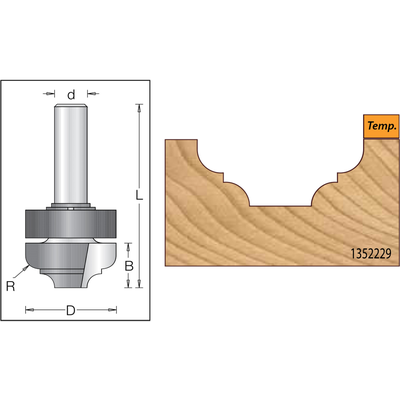 Концевая профильная фреза D35x14,3 L67, хвостовик 12 мм