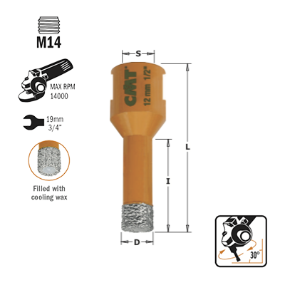 Коронка DIA S=M14 D=20x15x60 DX