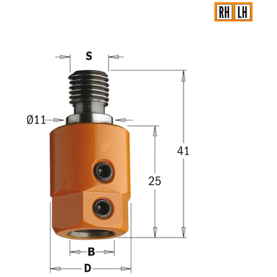 Патрон для присадочного станка S=M10/11 D=8 RH