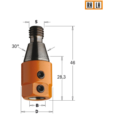 Патрон для присадочного станка S=M10/30 D=10 LH
