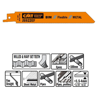 Пилки сабельные 20 штук для металла (BIM) 150x1,4x18TPI