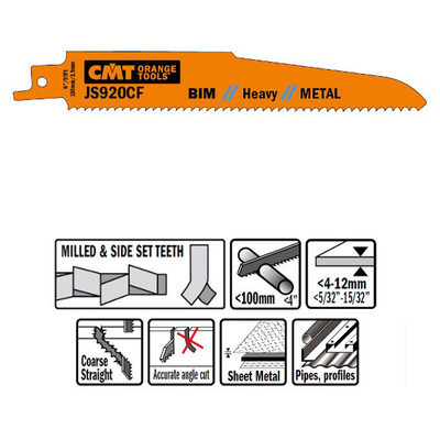 Пилки сабельные 5 штук для металла (BIM) 150x2,9x9TPI