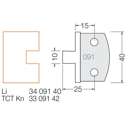 Комплект 2 ножей HM 40x4 мм 330 91 40