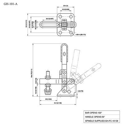 Прижим с вертикальной ручкой GH-101-A, усилие 50 кг