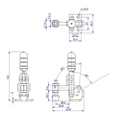 Прижим с вертикальной ручкой GH-12050, усилие 50 кг