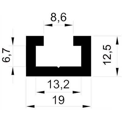 Профиль-шина 19 мм., анод., серебро матовое, 0.5 м.