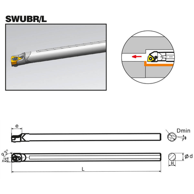 Резец со сменными пластинами (державка) для внутренней расточки Ø5 мм