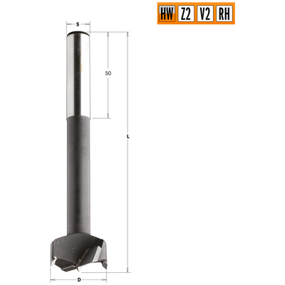 Сверло чашечное HW 20x120 Z=2+2 S=16 RH