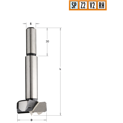 Сверло чашечное SP 32x90 Z=2+2 S=10x30 RH