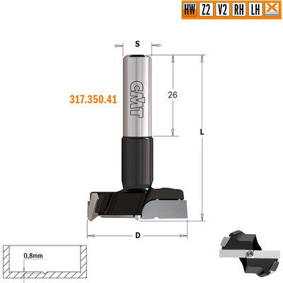 Сверло чашечное XTREME HW Z2+2 S=10X26 D=20X57.5 LH