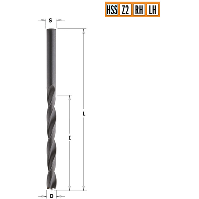 Сверло HS 2,5x30x57 Z=2 S=2,5 LH