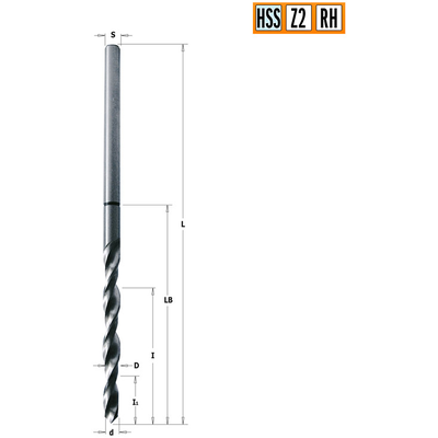 Сверло HS для ввертных петель ANUBA 5,7x20x80 Z=2 S=10x35 RH