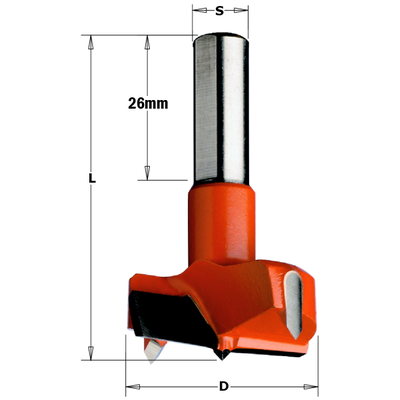 Сверло HW для присадочного станка 45x57,5 Z=2+2 S=10x26 LH