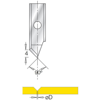 V-образная сменная пластина 90° B4 ØD=1 мм для фрезы G1853