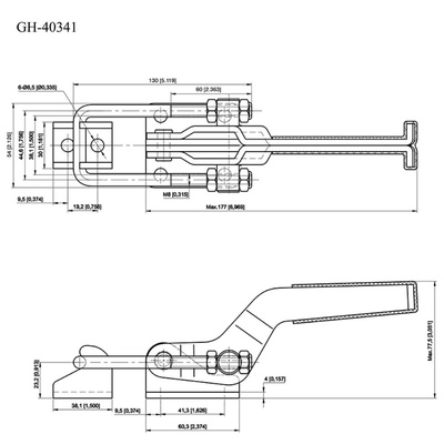 Зажим механический стягивающий GH-40341, защёлкивающийся с блокировкой, усилие 900 кг